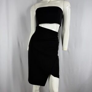 Forever 21 Black Strapless Cut-Out Mini Dress - Size Medium - Ruched Wrap Skirt